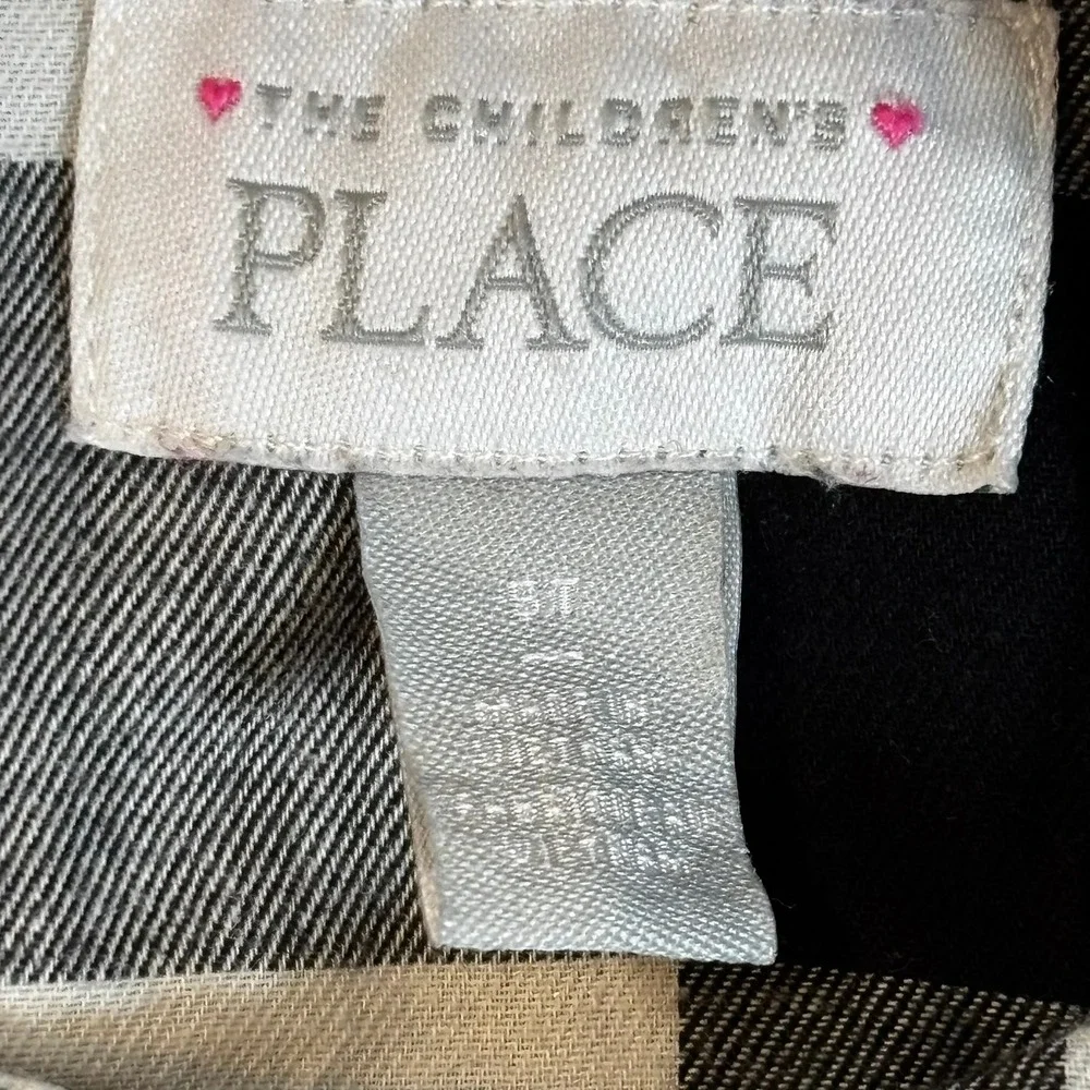 The Childrens Place Girls 3T Buffalo Plaid Ruffle Long Sleeve Dress Black White